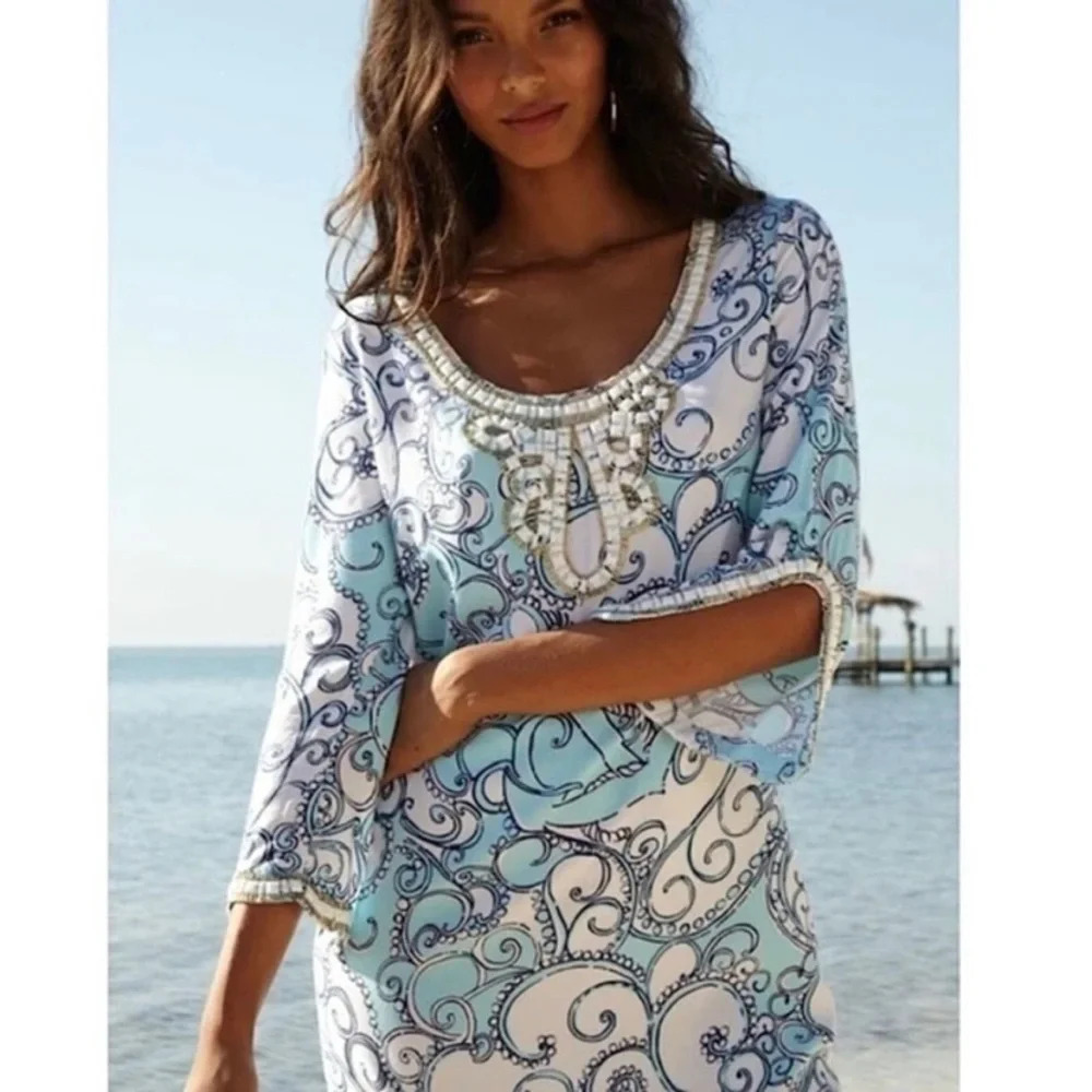 Lilly Pulitzer Sarah Beaded Tunic Mini Dress in Shape Up or Ship Out‎